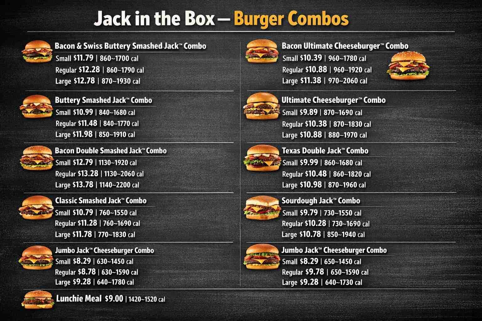 Jack in The Box Burger Combos Menu