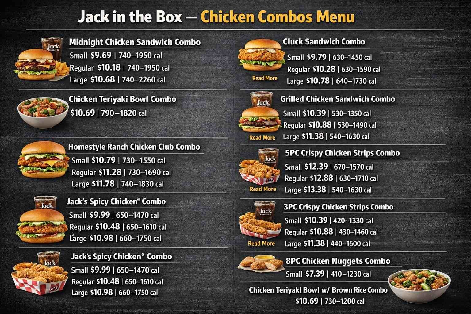 Jack in The Box Chicken Combos Menu