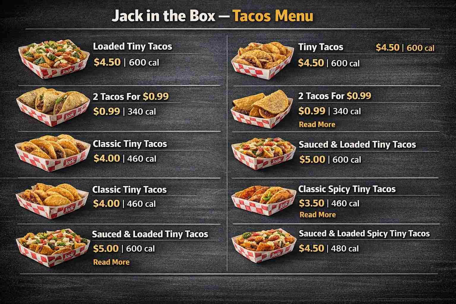 Jack in The Box Tacos Menu